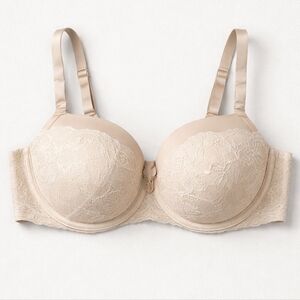Torrid 44D Lace Underwire Bra - Beige Cream Tan With White Cream Lace